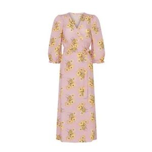 Madewell Linen Blend Ruffle Cuff Wrap Dress Medium